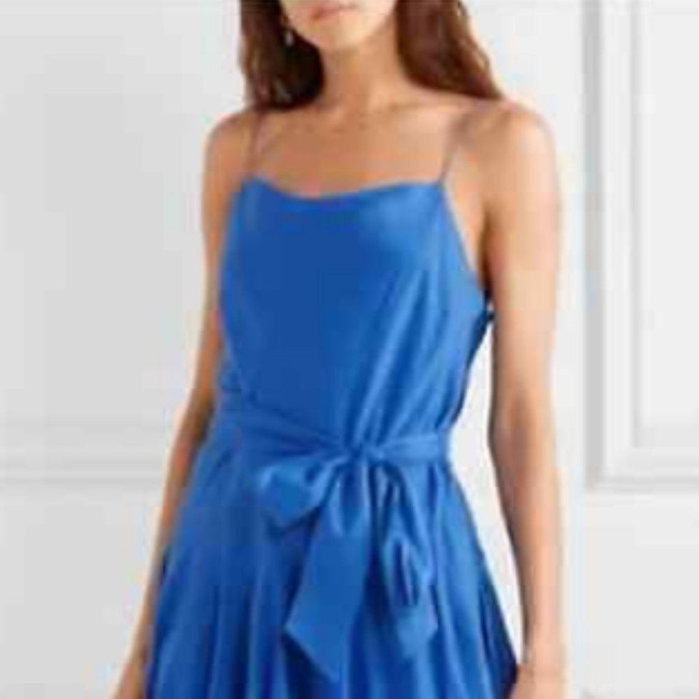 Alice + Olivia Webber Blue Cotton Cowl Neck Mini Dress Size S